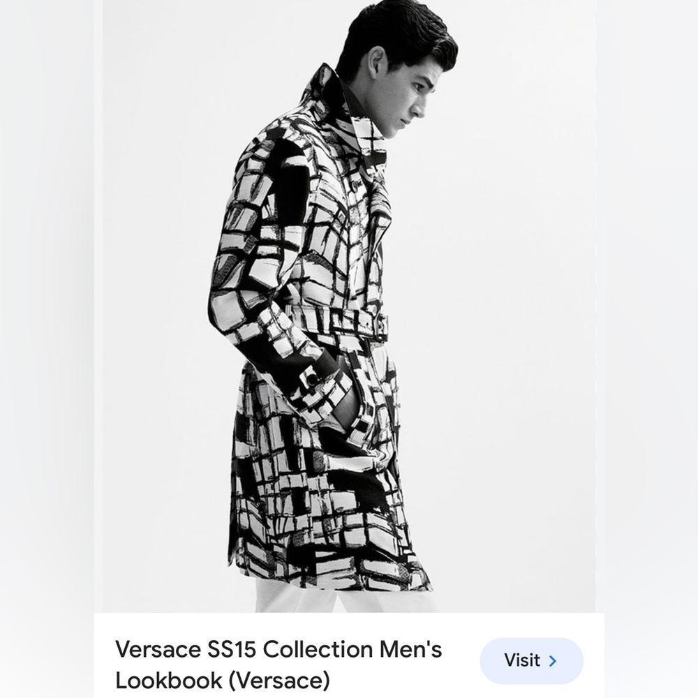 Auth. Versace Collection Cotton/Silk Blend Jacquard Woven Medusa Snap Coat